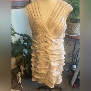 Scarlett Nite Beige Ruffled Midi Dress